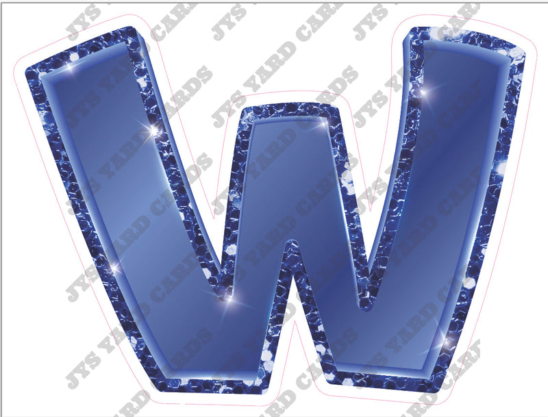 Single Letters: 23” Bouncy Glitter Metallic Navy Blue - Yard Card Signs by JYS International