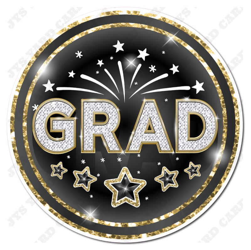 CELEBRATION GRAD FLAIR: BLACK & GOLD - Yard Card Signs by JYS International