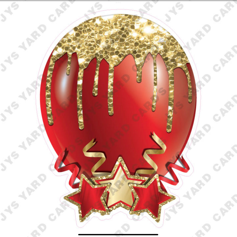 INDIVIDUAL BALLOON: RED AND GOLD - Yard Card Signs by JYS International