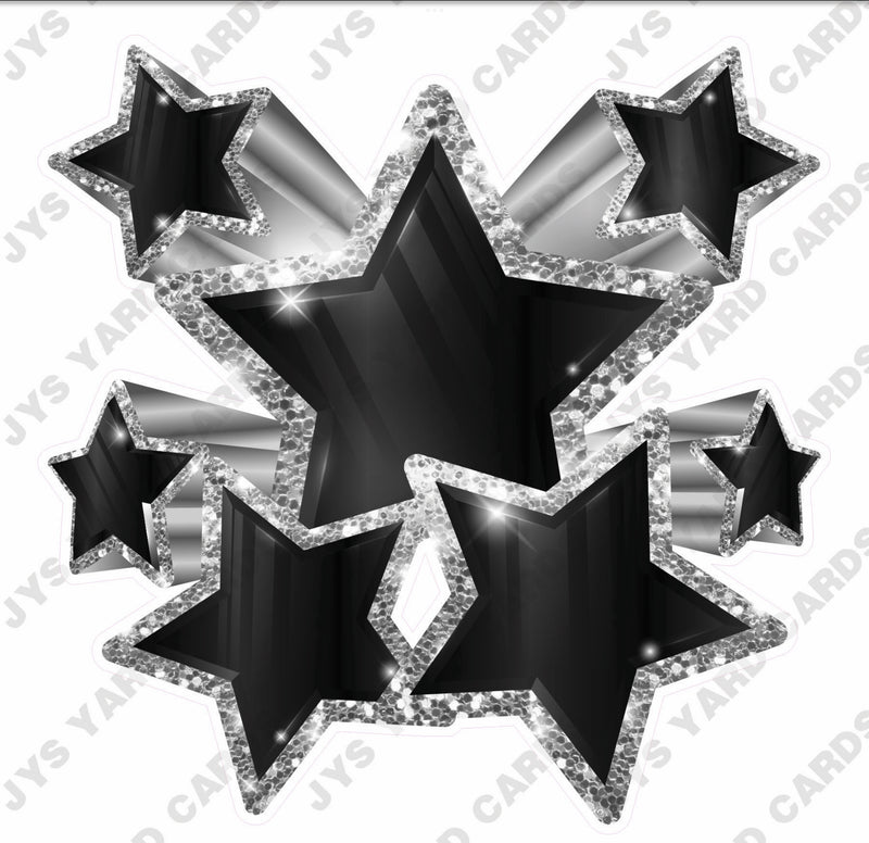 SHOOTING STARS: BLACK & SILVER - Yard Card Signs by JYS International