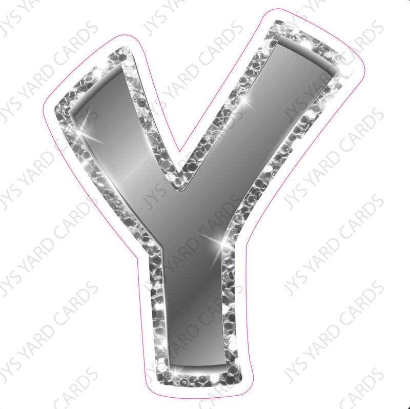 Single Letters: 23” Bouncy Metallic Silver - Yard Card Signs by JYS International