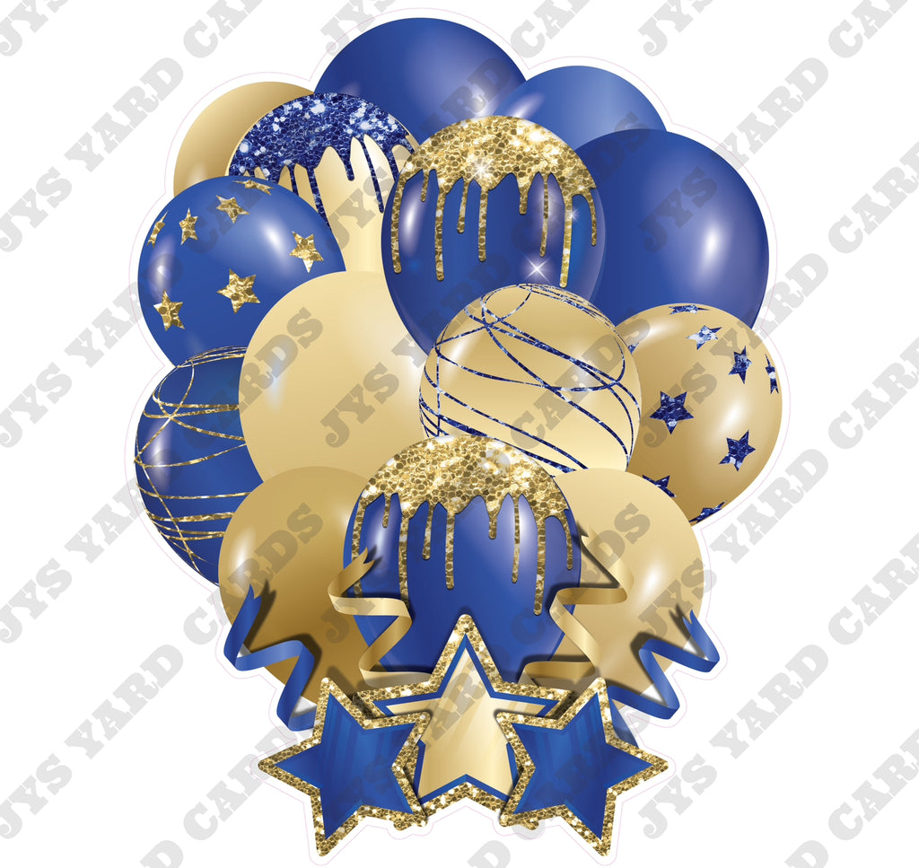 SINGLE JAZZY SOLID BALLOON: BLUE AND GOLD - Yard Card Signs by JYS International