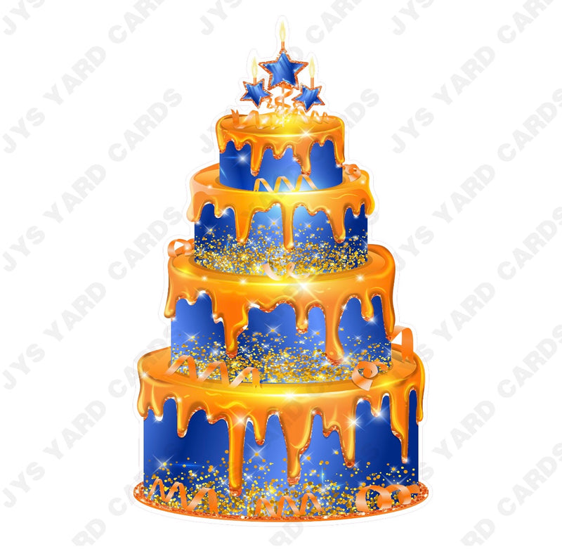 JAZZY CAKE: BLUE & ORANGE - Yard Card Signs by JYS International