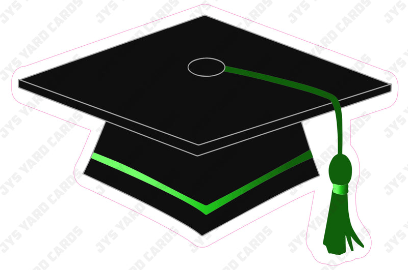 GRAD CAP: GREEN - Yard Card Signs by JYS International