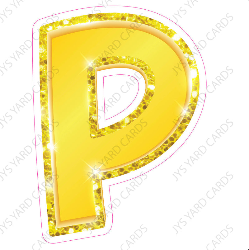 Single Letters: 23” Bouncy Metallic Yellow - Yard Card Signs by JYS International