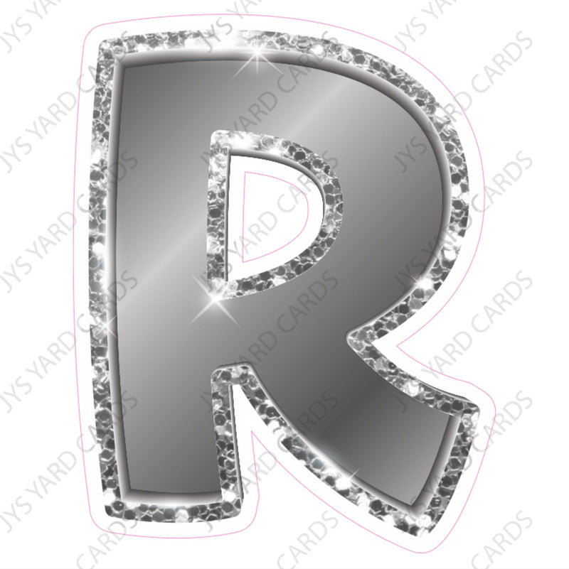 Single Letters: 23” Bouncy Metallic Silver - Yard Card Signs by JYS International