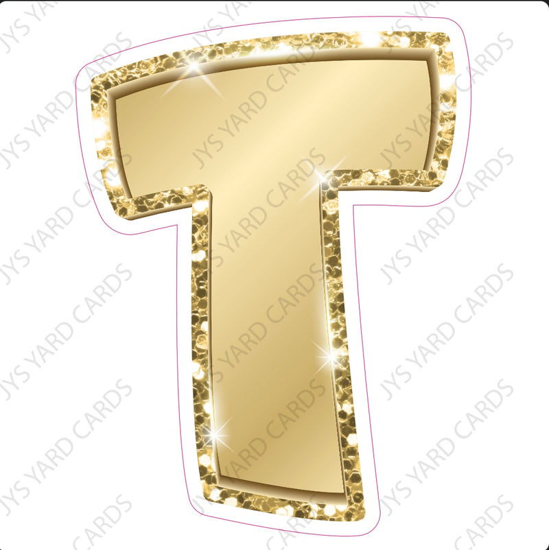 Single Letters: 18” Bouncy Metallic Gold - Yard Card Signs by JYS International