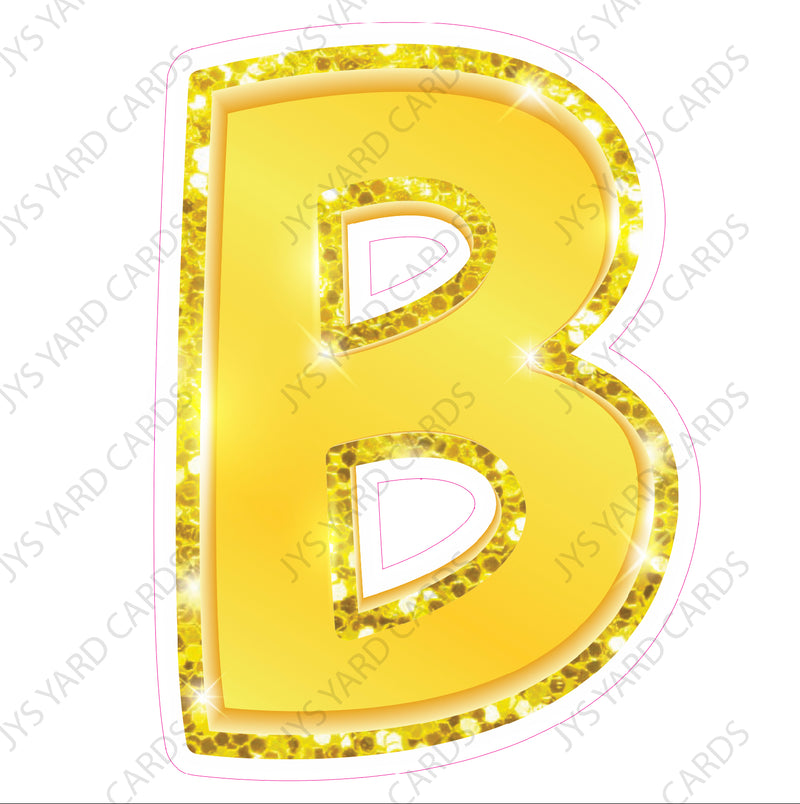 Single Letters: 18” Bouncy Metallic Yellow - Yard Card Signs by JYS International