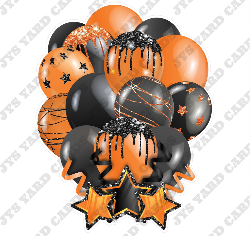 SINGLE JAZZY SOLID BALLOON: BLACK AND ORANGE - Yard Card Signs by JYS International