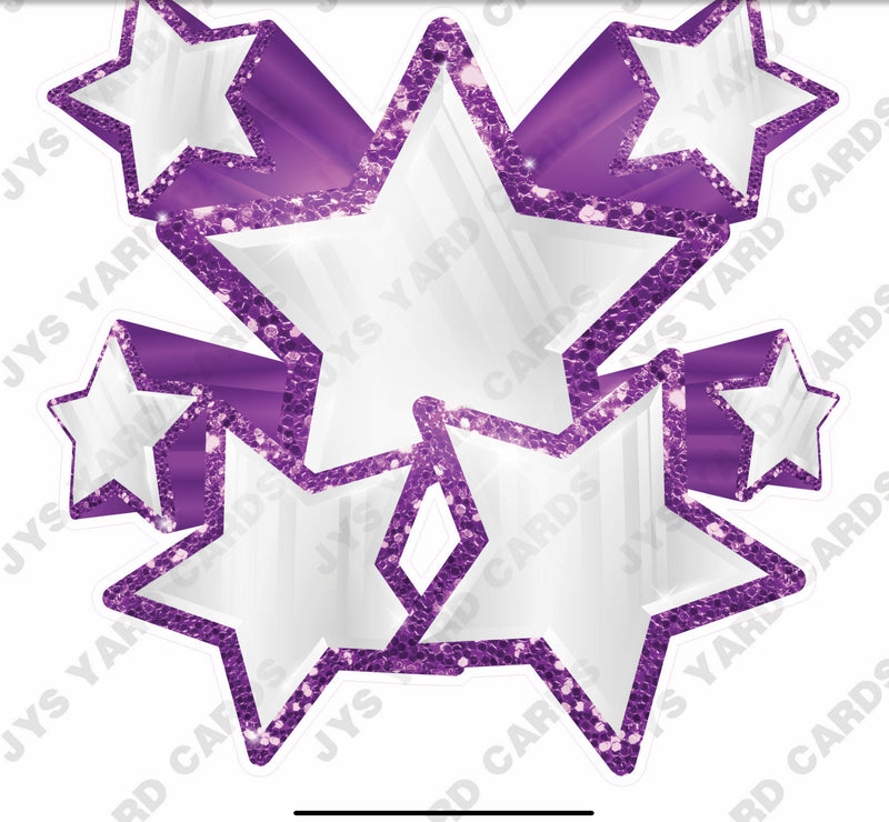 SHOOTING STARS: WHITE AND PURPLE - Yard Card Signs by JYS International