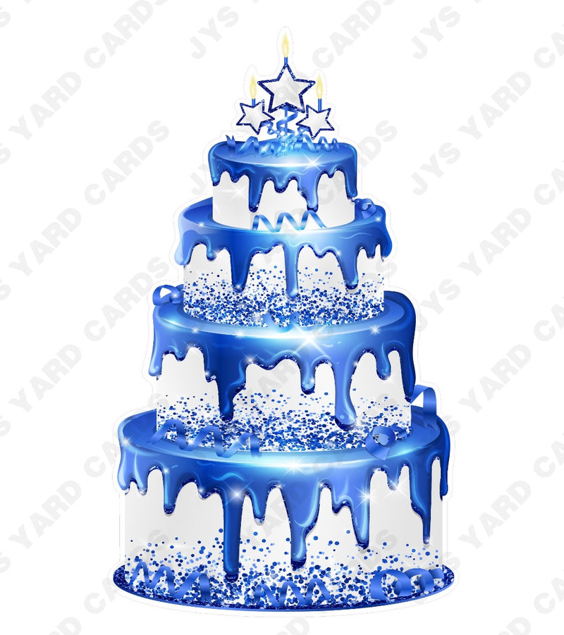 JAZZY CAKE: WHITE & BLUE - Yard Card Signs by JYS International