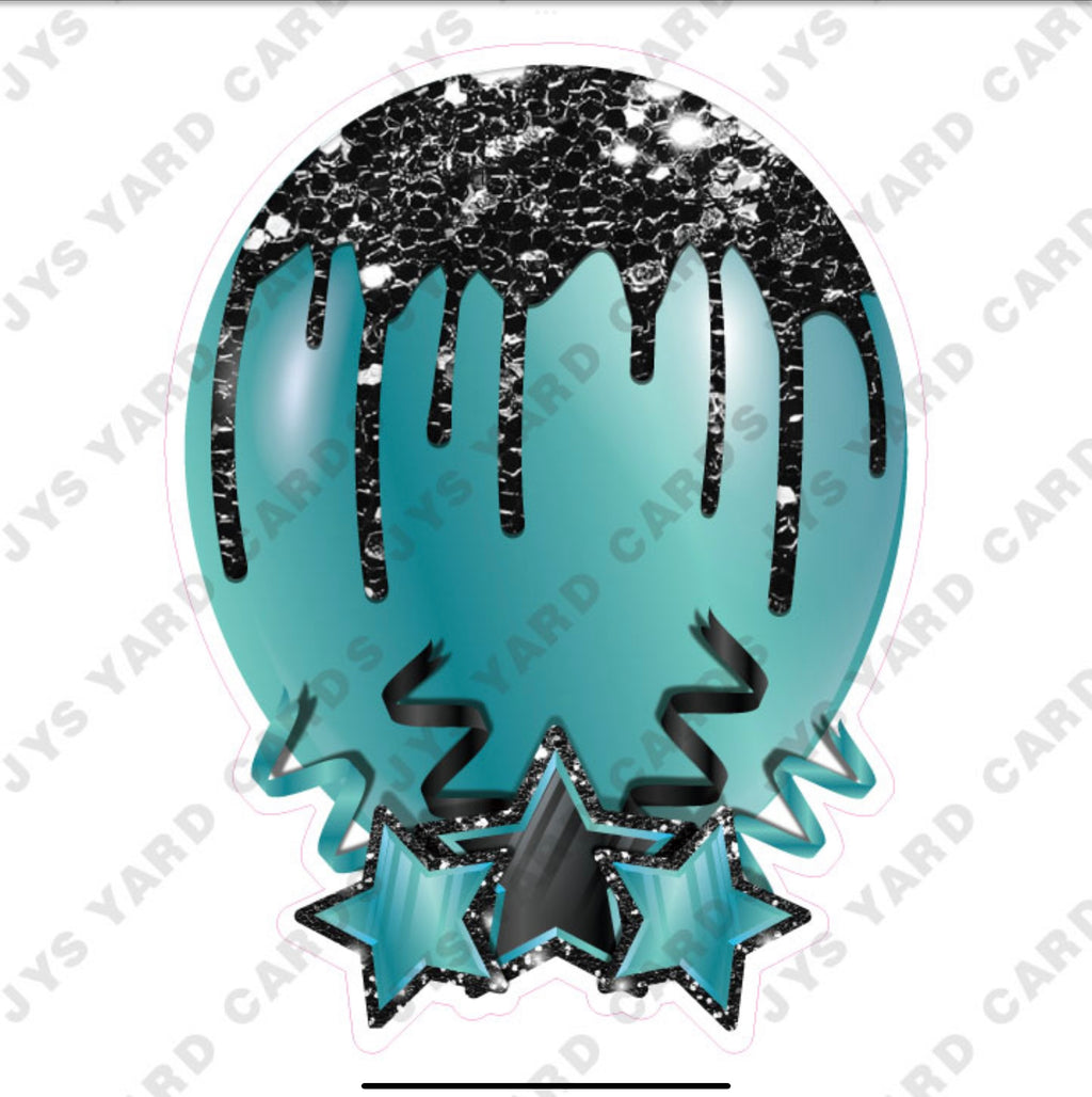 INDIVIDUAL BALLOON: TEAL AND BLACK - Yard Card Signs by JYS International