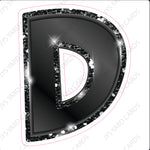 Single Letters: 18” Bouncy Metallic Black - Yard Card Signs by JYS International