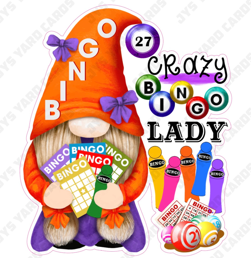 BINGO GNOME LADY - Yard Card Signs by JYS International