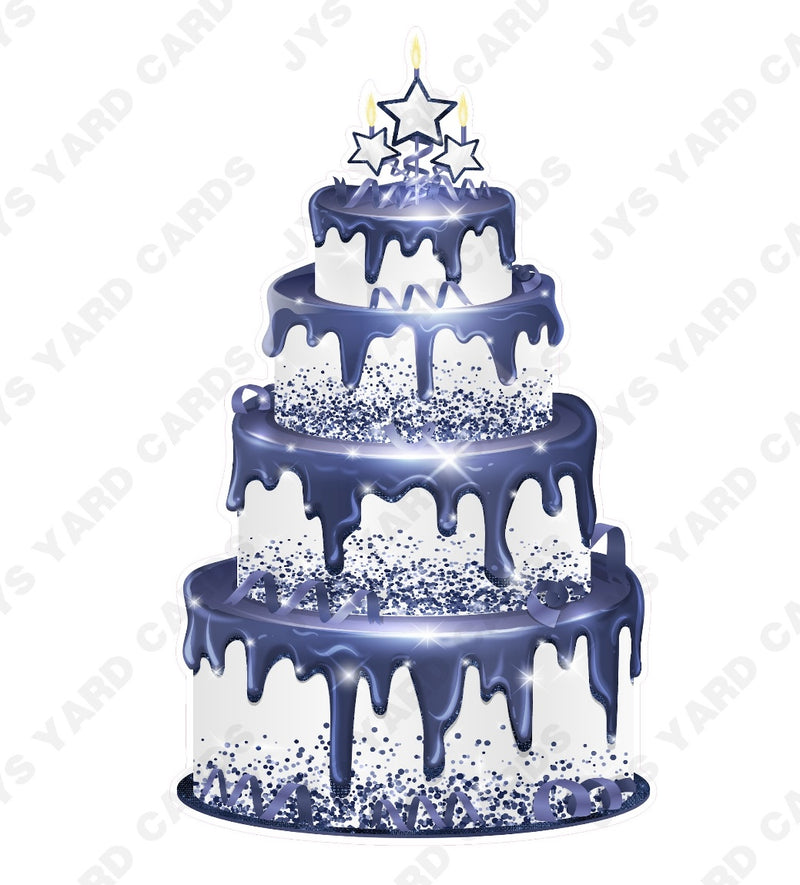 JAZZY CAKE: WHITE & NAVY - Yard Card Signs by JYS International