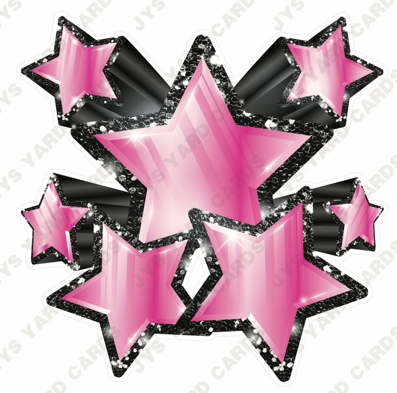 SHOOTING STARS: PINK & BLACK - Yard Card Signs by JYS International