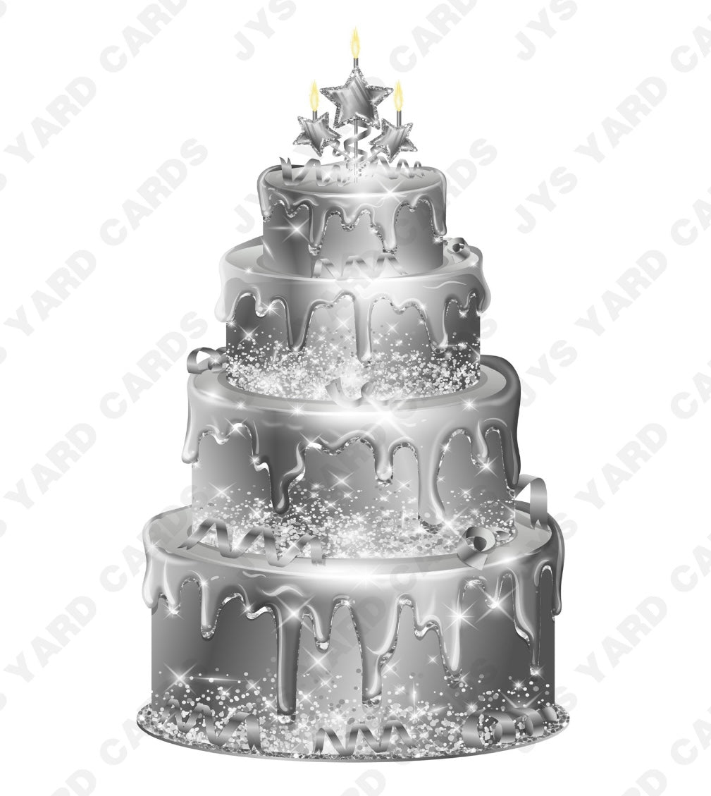 JAZZY CAKE: SILVER - Yard Card Signs by JYS International