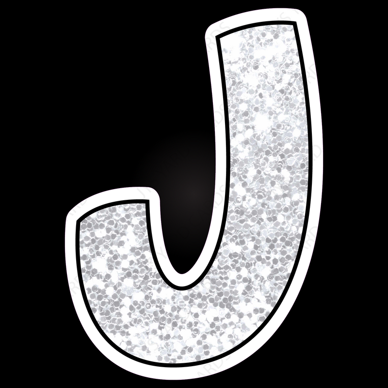 Single Letters: 12” Bouncy Glitter White - Yard Card Signs by JYS International