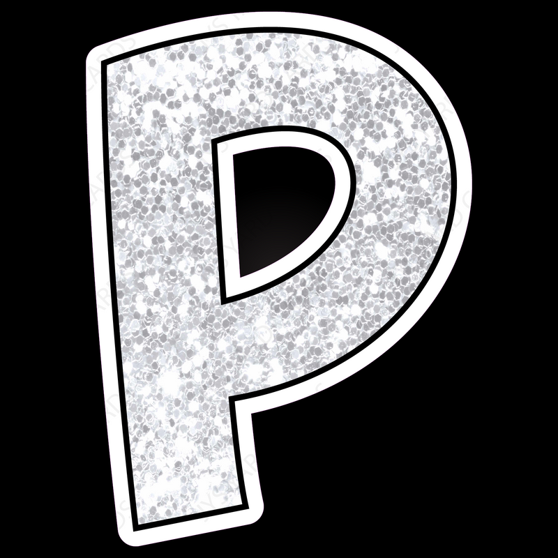 Single Letters: 18” Bouncy Glitter White - Yard Card Signs by JYS International