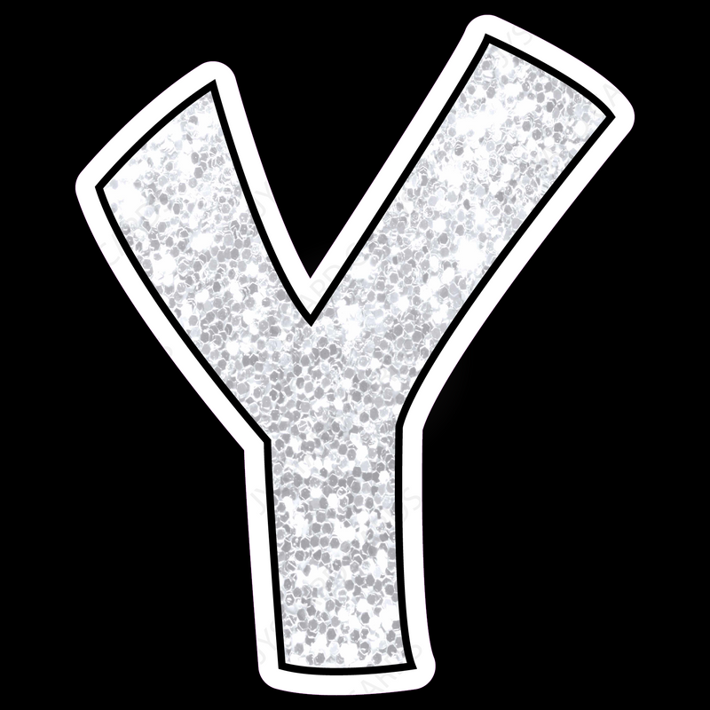 Single Letters: 18” Bouncy Glitter White - Yard Card Signs by JYS International