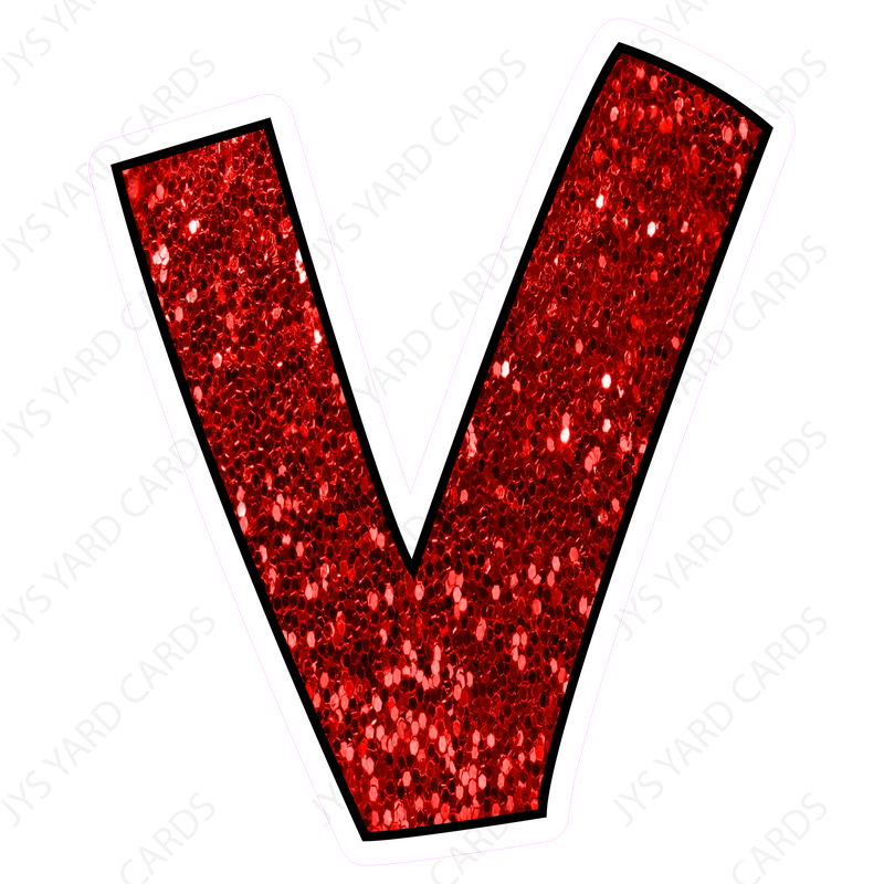 Single Letters: 18” Bouncy Glitter Red - Yard Card Signs by JYS International