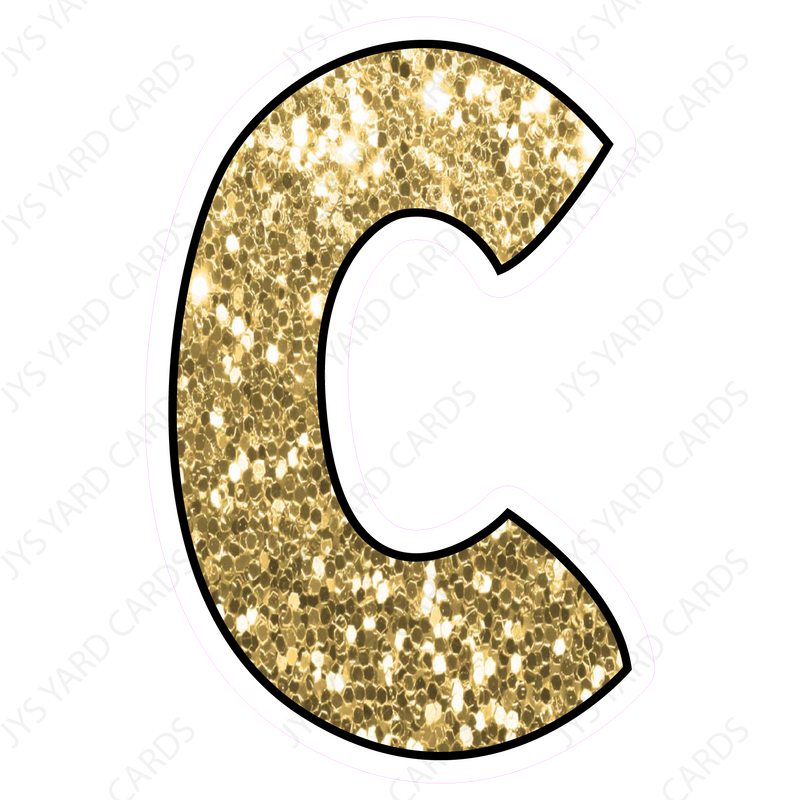 Single Letters: 18” Bouncy Glitter Gold - Yard Card Signs by JYS International