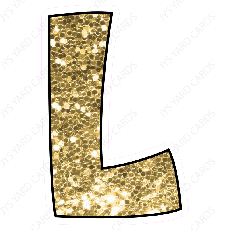 Single Letters: 12” Bouncy Glitter Gold - Yard Card Signs by JYS International