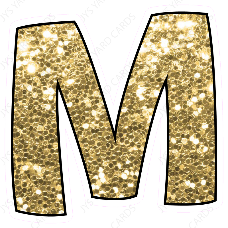 Single Letters: 12” Bouncy Glitter Gold - Yard Card Signs by JYS International