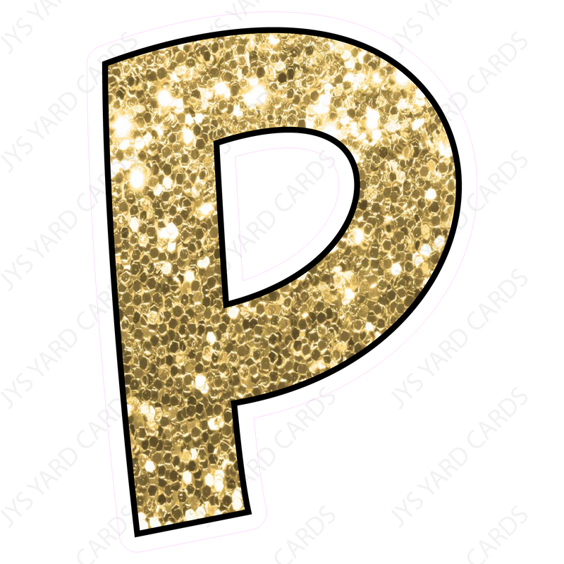 Single Letters: 18” Bouncy Glitter Gold - Yard Card Signs by JYS International