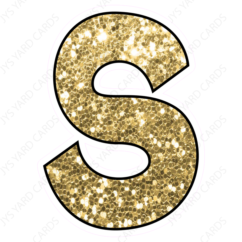 Single Letters: 18” Bouncy Glitter Gold - Yard Card Signs by JYS International