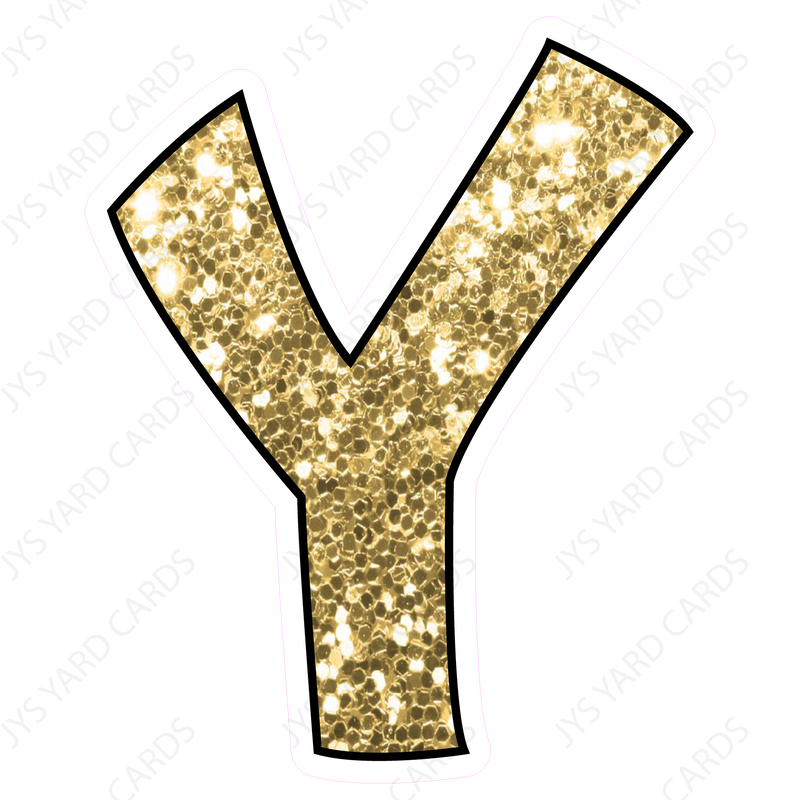 Single Letters: 18” Bouncy Glitter Gold - Yard Card Signs by JYS International