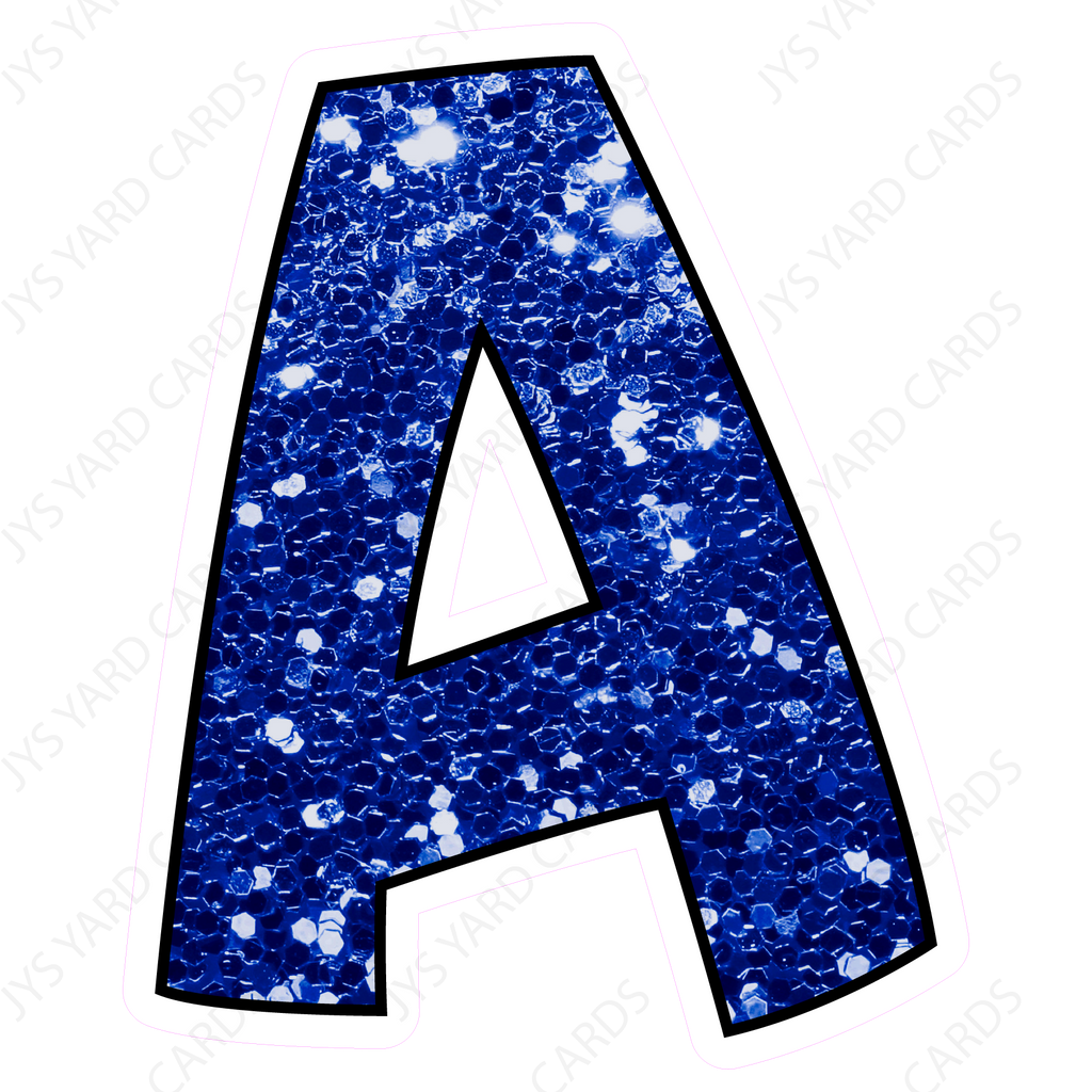 Single Letters: 18” Bouncy Glitter Blue - Yard Card Signs by JYS International