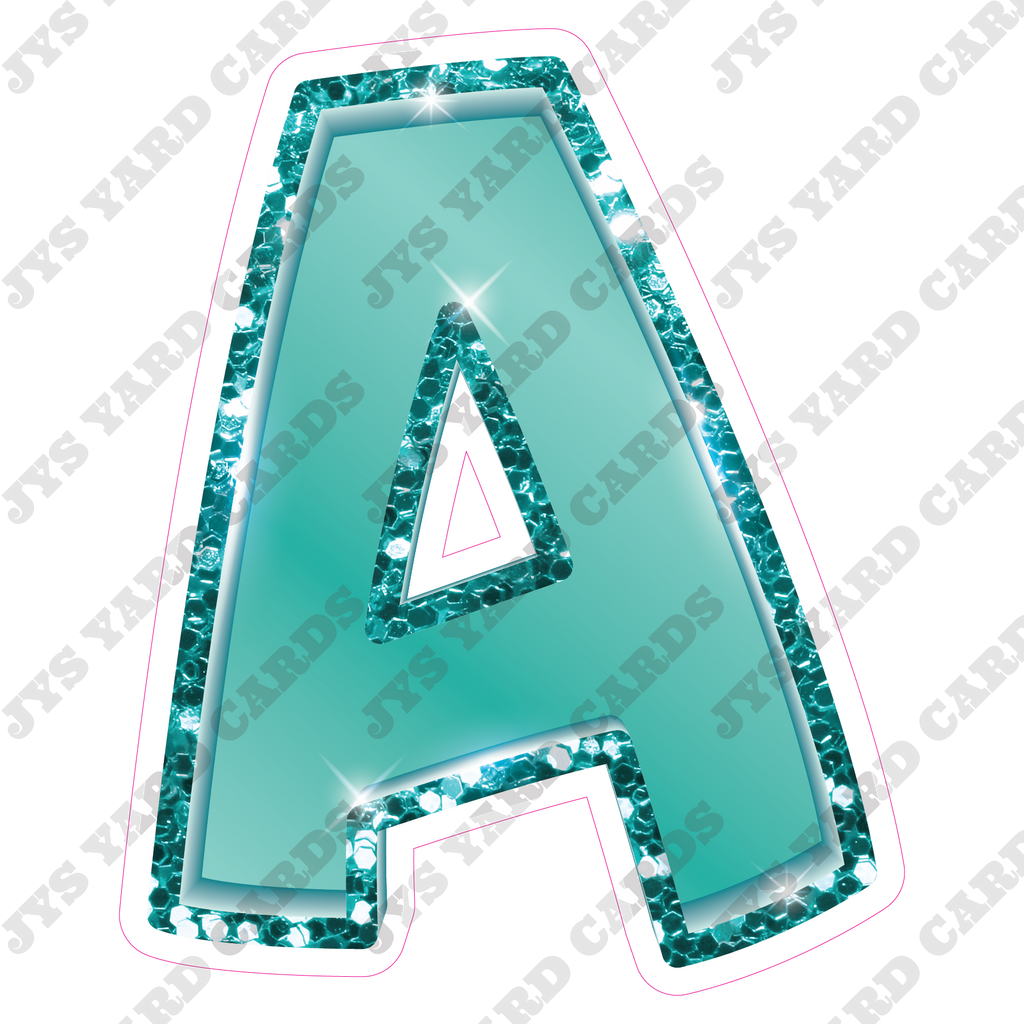 Single Letters: 18” Bouncy Metallic Teal - Yard Card Signs by JYS International