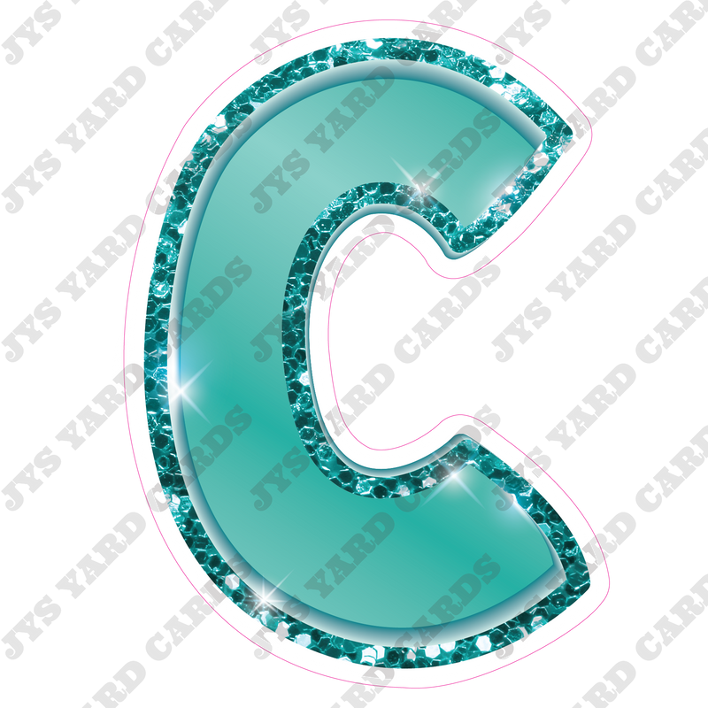 Single Letters: 12” Bouncy Metallic Teal - Yard Card Signs by JYS International