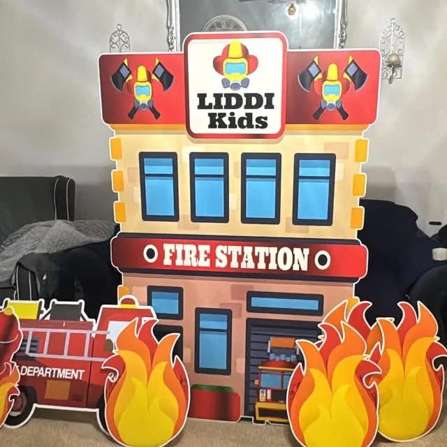 Fire Station Backdrop Party Decor