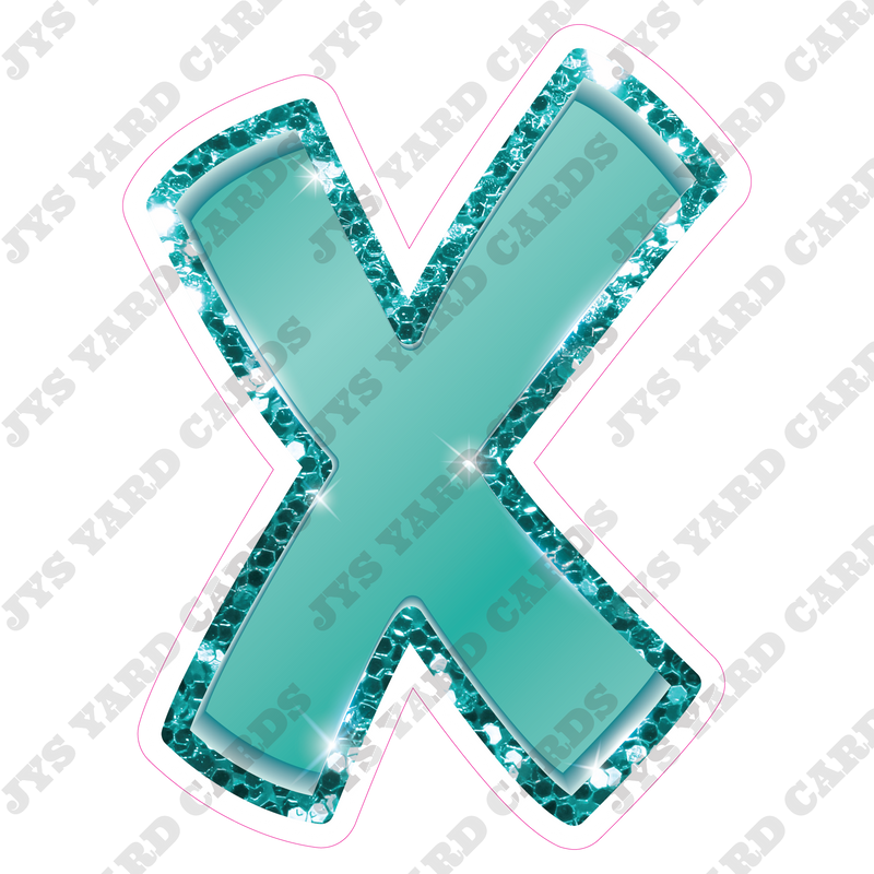 Single Letters: 12” Bouncy Metallic Teal - Yard Card Signs by JYS International