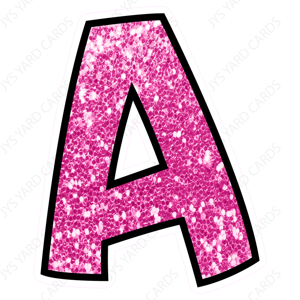 Single Letters: 18” Bouncy Glitter Pink - Yard Card Signs by JYS International