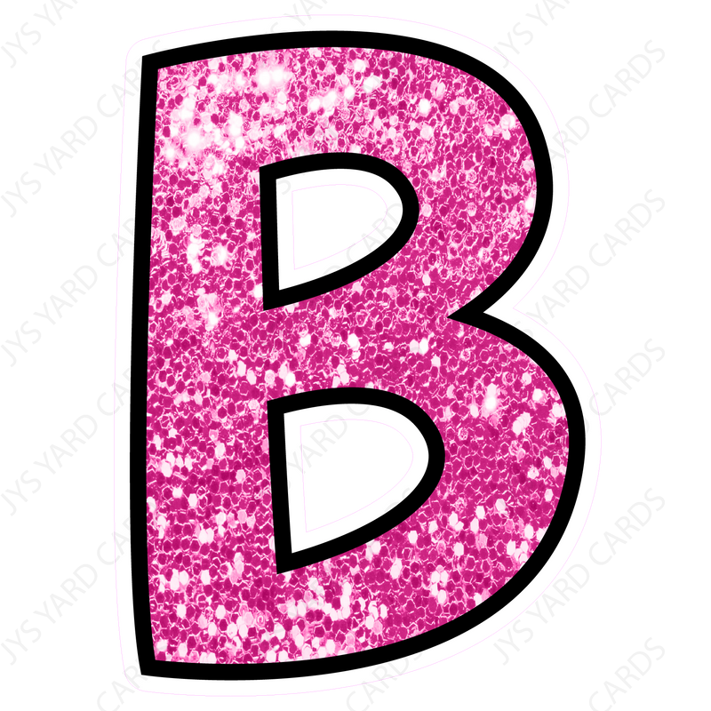 Single Letters: 12” Bouncy Glitter Pink - Yard Card Signs by JYS International