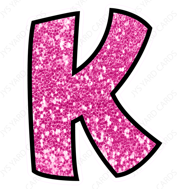 Single Letters: 12” Bouncy Glitter Pink - Yard Card Signs by JYS International