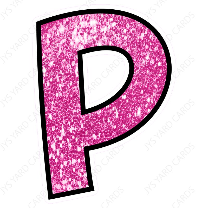 Single Letters: 18” Bouncy Glitter Pink - Yard Card Signs by JYS International