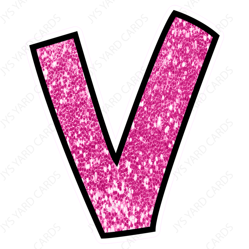 Single Letters: 12” Bouncy Glitter Pink - Yard Card Signs by JYS International