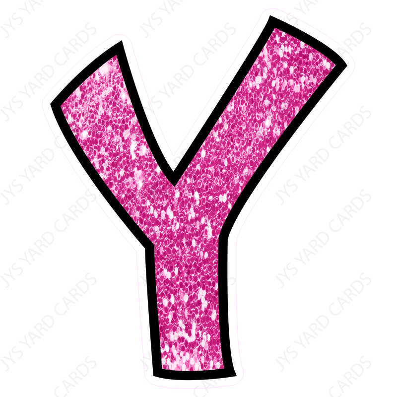 Single Letters: 12” Bouncy Glitter Pink - Yard Card Signs by JYS International