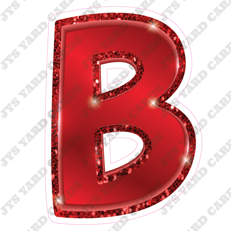 Single Letters: 12” Bouncy Metallic Red - Yard Card Signs by JYS International