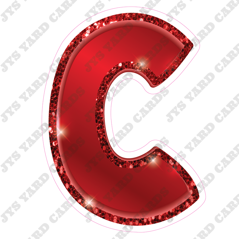 Single Letters: 12” Bouncy Metallic Red - Yard Card Signs by JYS International