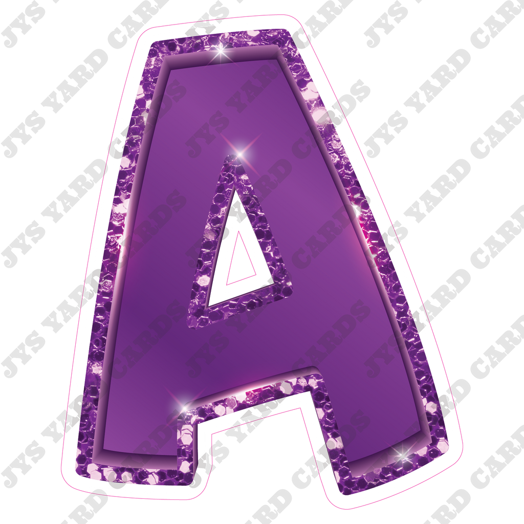 Single Letters: 12” Bouncy Metallic Purple - Yard Card Signs by JYS International