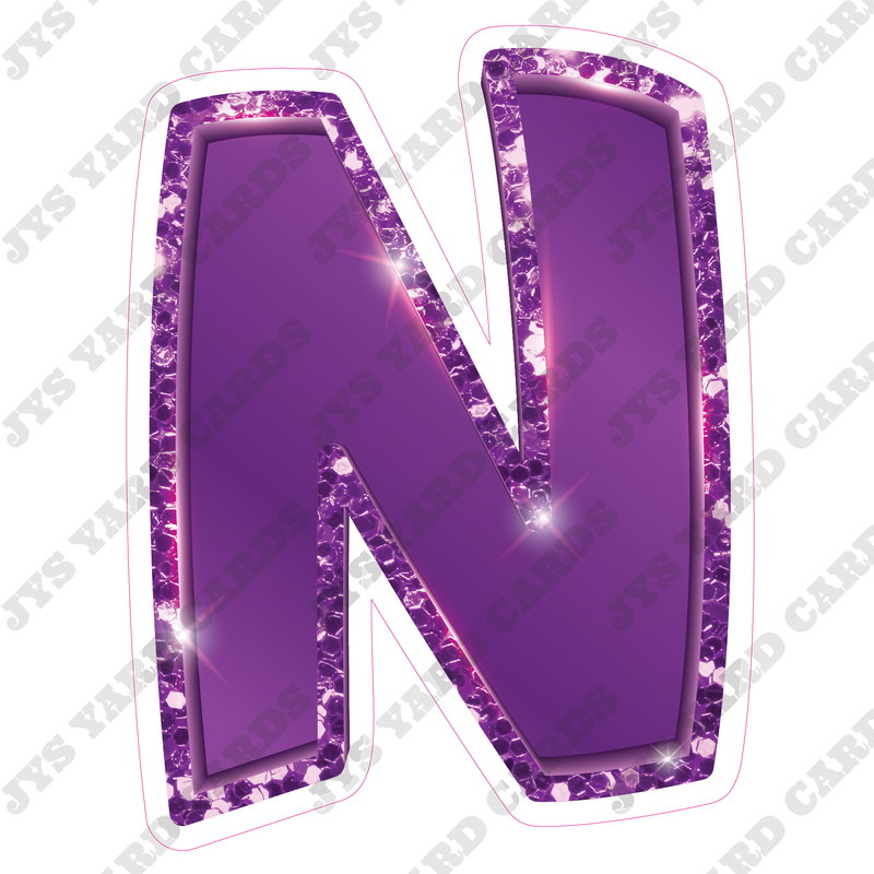 Single Letters: 18” Bouncy Metallic Purple - Yard Card Signs by JYS International