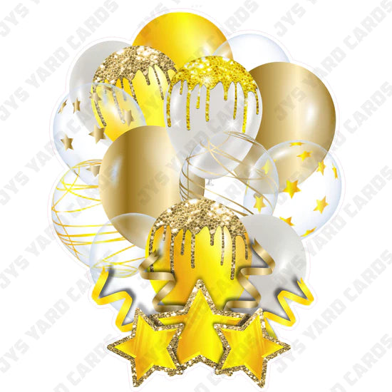 SINGLE JAZZY BALLOON: Yellow And Gold - Yard Card Signs by JYS International