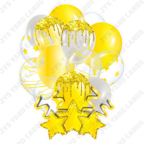 SINGLE JAZZY BALLOON: Yellow - Yard Card Signs by JYS International