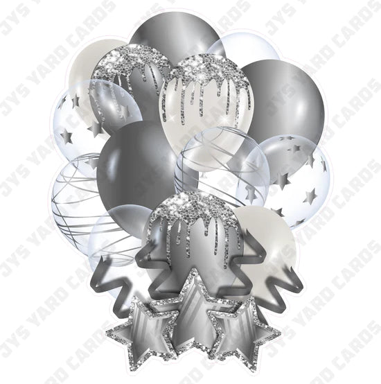 SINGLE JAZZY BALLOON: Silver - Yard Card Signs by JYS International