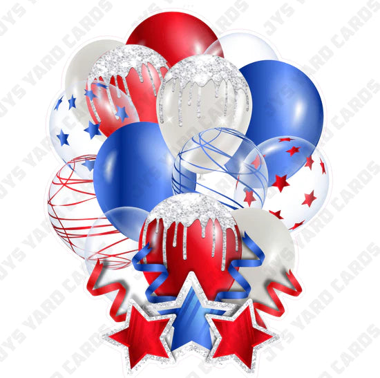 SINGLE JAZZY BALLOON: Red, Blue, And White - Yard Card Signs by JYS International